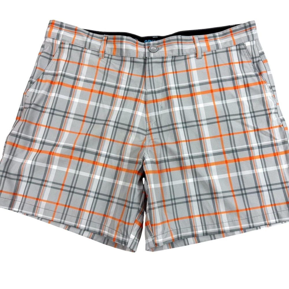 Op Shorts Mens 38 Gray Plaid Microfiber Chino OPFLEX 4 Way Stretch Beach 40x6